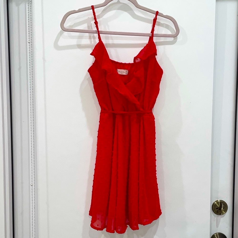 Altar’d state red chiffon polka dot dress